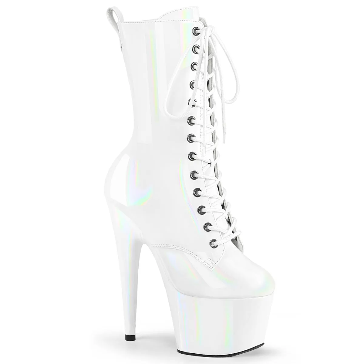 ADORE-1040WR-HG Pleaser White Holo Patent Sexy Platform Shoes (Pole Dancing Heels)