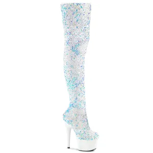 ADORE-3020 Pleaser White Multi Glitter Sexy Platform Shoes (Pole Dancing Heels)