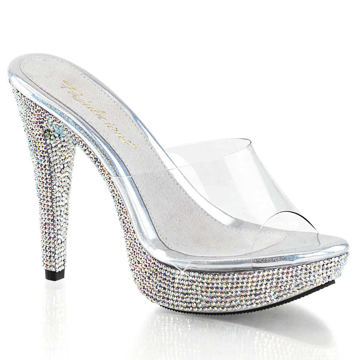 COCKTAIL-501DM Fabulicious 5" Cocktail Clear/Silver Multi Sexy Shoes (High Heels)