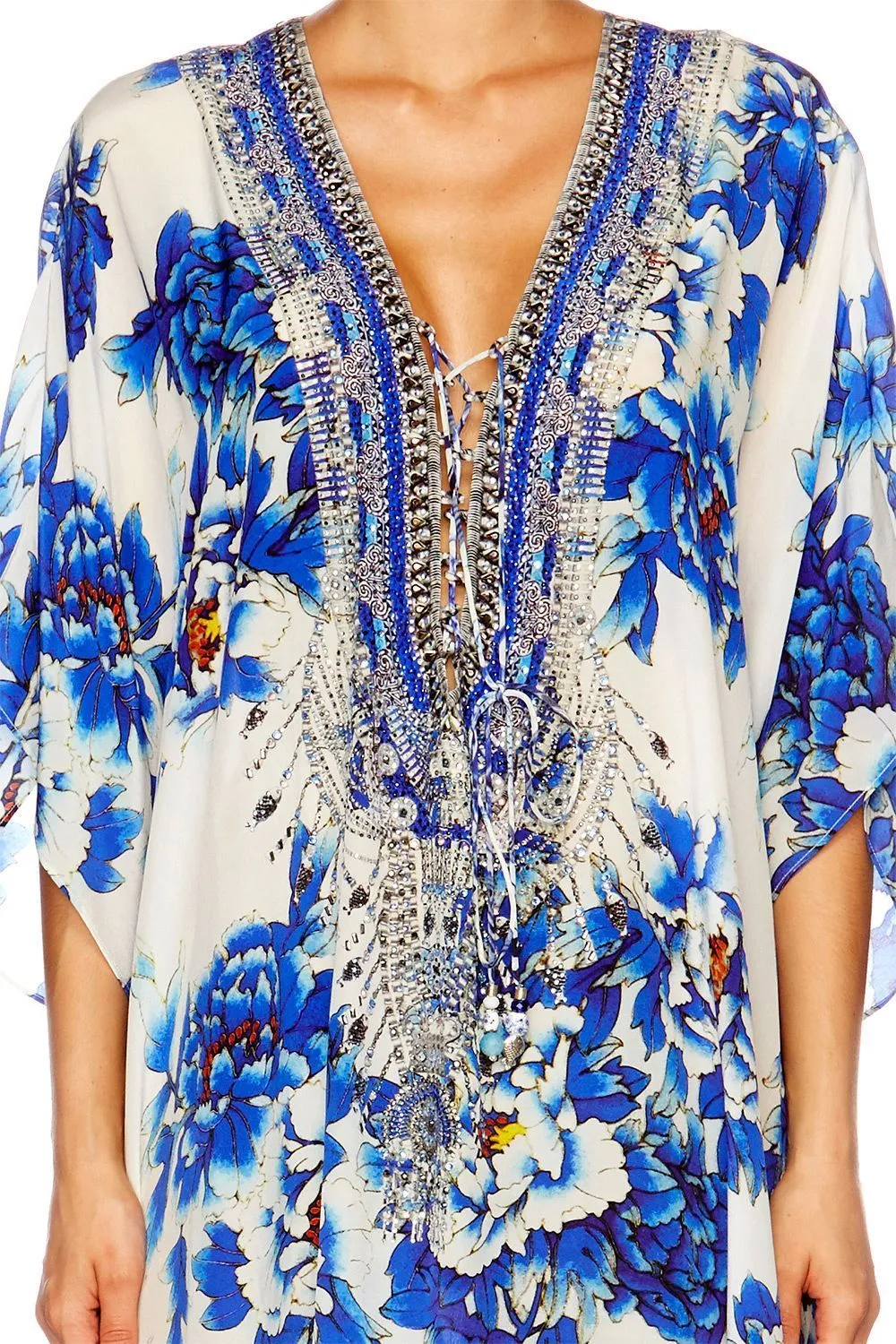 SHORT LACE UP KAFTAN RING OF ROSES