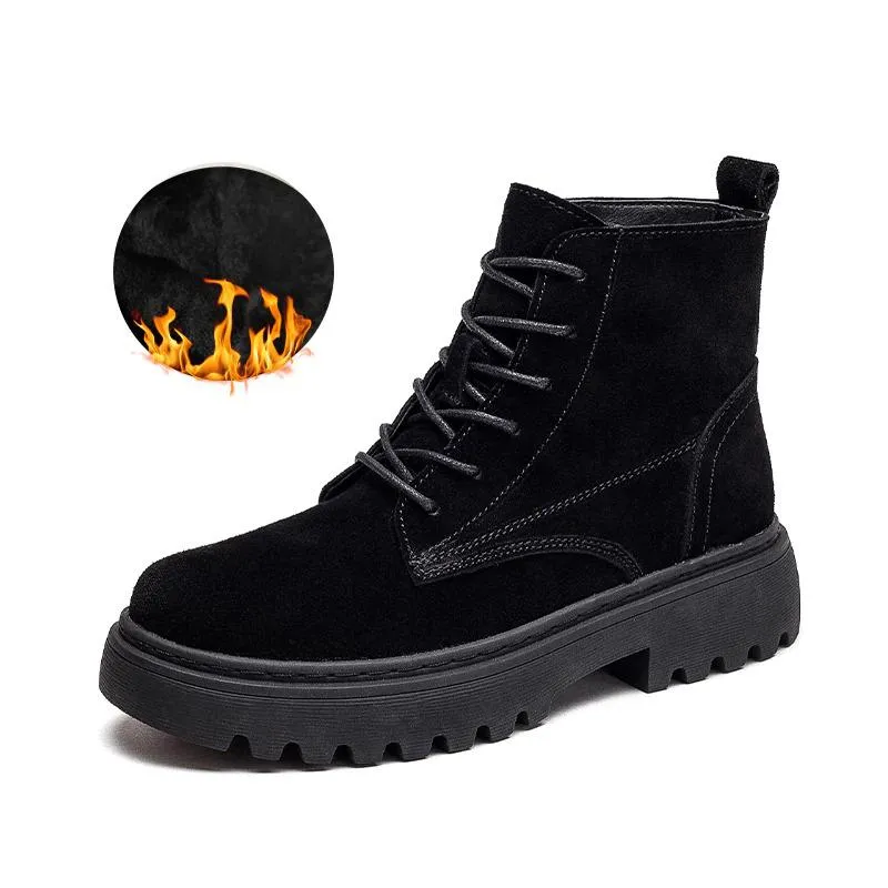 Soft Suede Lace-Up Ankle Boots